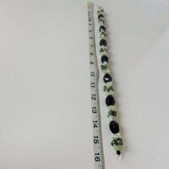 Ross-Simons Sterling Silver Chunky Bead Choker Necklace Jade Green Lace Agate - Picture 8 of 13